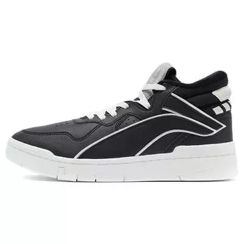 Li Ning Superwave Mid Повседневные Нескользящие Прочные Высокие Кроссовки Мужские Кроссовки Черные Белые AGCR233-7 39