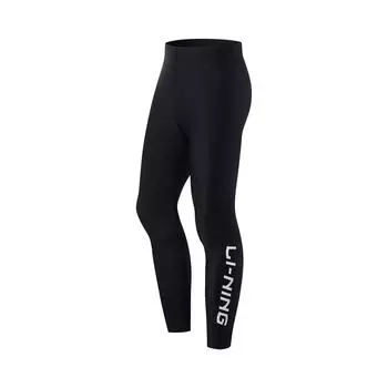 Li Ning Swimming Series Letter Mid Waist Straight Leg Sports Swim Trunks Men swimwear Black ASLT099-1 M