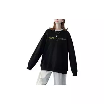 Li-Ning Свитшот с длинным рукавом и принтом букв, унисекс, черный AWDS463-2 S