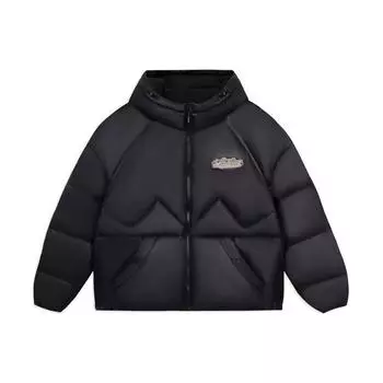 Li-Ning Свободная короткая куртка-пуховик с капюшоном и молнией, женская куртка черного цвета AYMS224-3 XXL