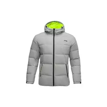 Li Ning свободная короткая куртка с капюшоном зимняя мужская куртка серая AYMQ055-8 XXXL