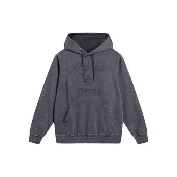 Li-Ning Свободная толстовка с капюшоном Wade Series с принтом букв, унисекс, холодный, песочно-черный AWDT499-7 L