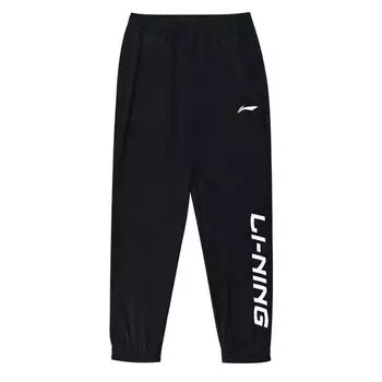 Li Ning свободные дышащие быстросохнущие ледяные шелковые прохладные уличные длинные повседневные однотонные брюки мужские низы черного цвета YYKU111-1 L