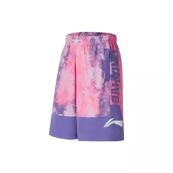 Li Ning Свободные шорты с принтом, мужские штаны, розовые, фиолетовые, синие, AAPS031-2 L