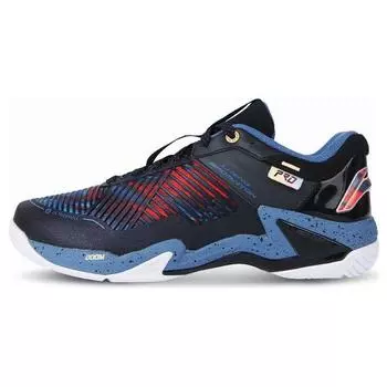 Li Ning Thunder Series Pro Удобные нескользящие износостойкие высокие кроссовки для бадминтона Мужские туфли черного и синего цвета AYAT009-4 39