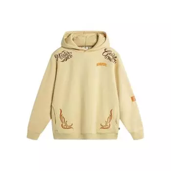 Li-Ning Толстовка с капюшоном из флиса с принтом в виде букв, мужская толстовка светло-желтого цвета AWDTF31-2 M