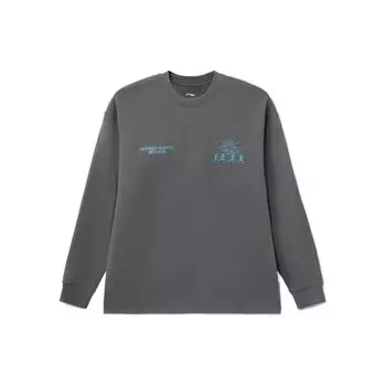Li-Ning Толстовка с круглым вырезом и длинным рукавом с логотипом, мужские топы, темно-серый цвет AHSRB97-2 L