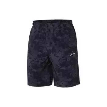 Li Ning Training Series Full Print Дышащие светоотражающие спортивные шорты мужские шорты стандартные черные AKSS563-1 S