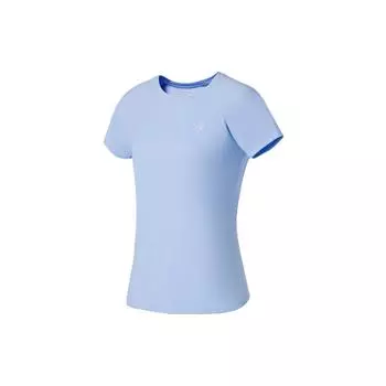 Li Ning Training Series однотонный круглый вырез пуловер короткий рукав футболка женские топы снежно-голубой ATSSA12-3 L
