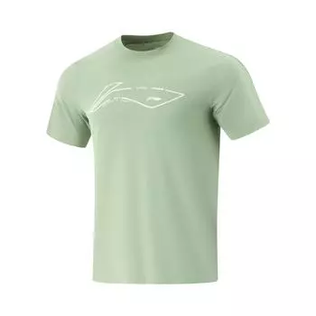 Li Ning Травяной чай T Удобный Простой Пуловер с круглым вырезом Повседневная Спортивная Футболка с коротким рукавом Мужские Футболки Бобово-зеленый ATSV267-7 L