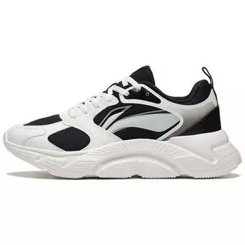 Li-Ning Удобная ткань, синтетическая кожа, амортизирующие, нескользящие, износостойкие, низкие кроссовки для бега, женские кроссовки, черный, белый ARSS058-3 35