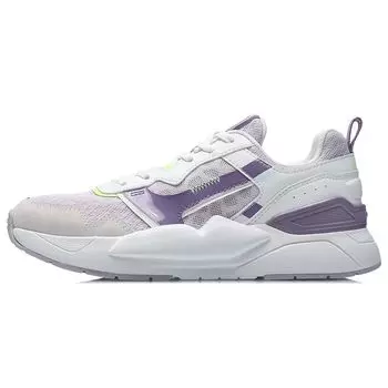 Li Ning Удобные дышащие кроссовки с низким верхом для бега женские кроссовки белые фиолетовые AGCR074-1 35