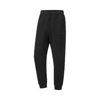 Li Ning Удобные дышащие повседневные брюки с манжетами, унисекс, черные YYKU131-1 M