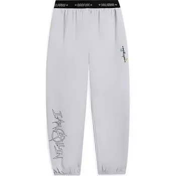 Li-Ning Удобные дышащие повседневные брюки со средней талией и эластичным узором с буквенным принтом, женские плавки цвета Coin-Gray AKXS406-4 XL