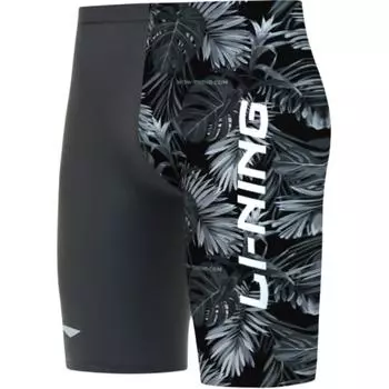 Li-Ning Удобные дышащие шорты для плавания с принтом Five-Point, мужские купальные костюмы Tropical-Rainforest-Black LNKT747-1 L