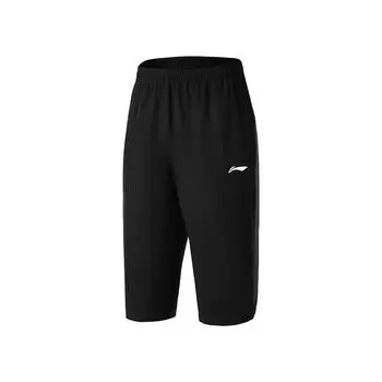 Li-Ning Удобные Простые Однотонные Дышащие Прямые Свободные Универсальные Повседневные Шорты Унисекс Черные AKQV057-1 S