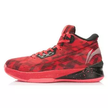 Li-Ning Удобные универсальные нескользящие амортизирующие износостойкие высокие баскетбольные кроссовки мужские кроссовки черные красные ABAK025-4 45