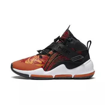 Li Ning удобные универсальные нескользящие амортизирующие износостойкие теплые высокие баскетбольные кроссовки детские кроссовки оранжевого цвета YKBR070-33 32