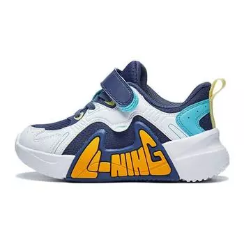 Li Ning удобные универсальные нескользящие амортизирующие низкие кроссовки для бега детские кроссовки синие белые YKNT124-1 25