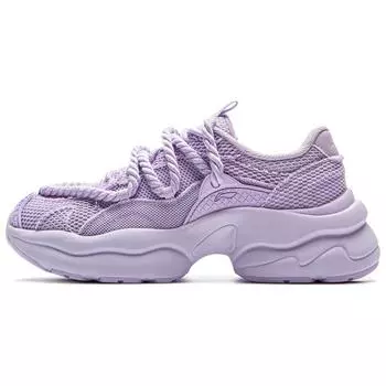 Li-Ning Универсальные ретро-туфли Bubblegum Dad Shoes с толстой подошвой, модные трендовые амортизирующие нескользящие дышащие поддерживающие низкие повседневные туфли AGCV134-3 35