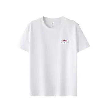 Li-Ning Вышитый логотип, однотонная, с круглым вырезом, повседневная, с коротким рукавом, мужская футболка, топы, белый цвет ATST639-2 S