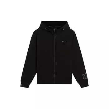 Li-Ning Wade Series FW22, однотонная толстовка с логотипом и нашивкой на молнии, мужские топы, черный AWDSC45-1 L