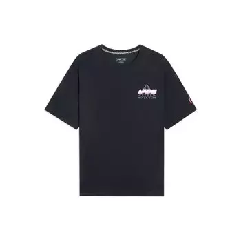 Li-Ning Футболка Wade Series Ice-Sense Loose с коротким рукавом и принтом букв на спине, унисекс, цвет черный AHSS783-7 XS