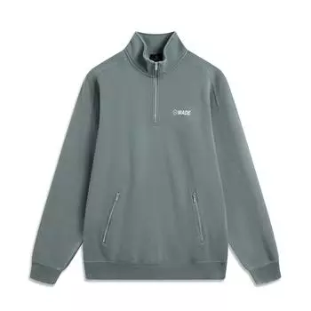 Li-Ning Wade Series Letter Stand Collar Comfortable Breathable Versatile Fleece Warm Sweatshirt Men sweatshirt Storm-Gray Washed AWDV041-7 M