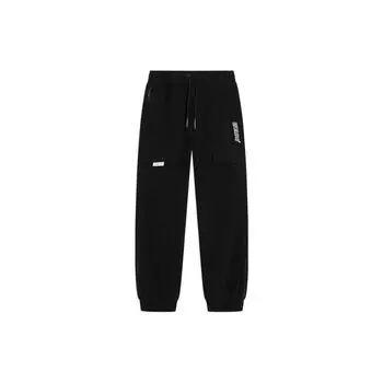 Li-Ning Спортивные брюки унисекс с вышитыми буквами серии Wade, однотонные, на шнурке, черные AKXSC69-1 XL
