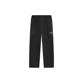 Li Ning Wade X Artist Cyril Collaboration Series Dreamer Theme Letter Print Прямые тканые спортивные брюки унисекс черные AYKT837-1 L