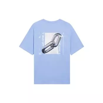 Li Ning Wade X Glare Artist Collaboration Wade Series Abstract Pattern Print Round Neck Loose Short Sleeve Футболка унисекс Топы Синий AHSS643-3 XL