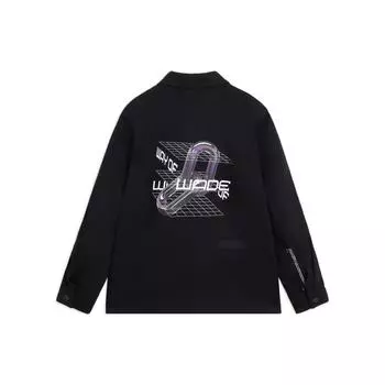 Li-Ning Wade X Glare Artist Pattern Полная печать Рубашка с длинными рукавами Мужские топы Черный AFDS475-1 L