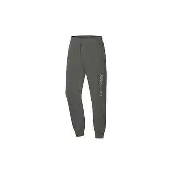 Li Ning Warm At Letter Print эластичный пояс манжеты флис утолщенные трикотажные спортивные брюки мужские нижние части уличный серый AKLTC15-3 XXL