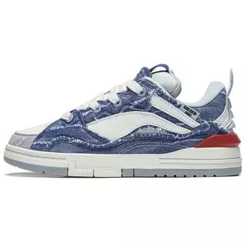 Li Ning We Wo Золотистые джинсовые нескользящие износостойкие низкие повседневные туфли женские кроссовки Синие белые AECS074-10 37
