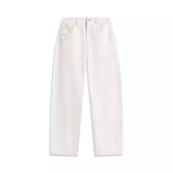 Li Ning Weekend Youth Простые однотонные прямые повседневные брюки женские плавки цвета Off-White AKXV298-2 XS