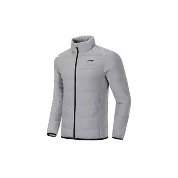 Li Ning воротник-стойка повседневная теплая куртка-пуховик мужская верхняя одежда снежно-серый AYMP085-2 L
