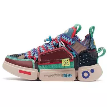 Li Ning Wu Dao 2 Roots вязаные модные повседневные туфли с низким верхом женские повседневные туфли красного кирпича AGWR020-3 35