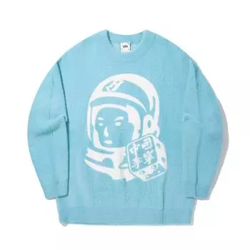 Li Ning X Billionaire Boys Club Серия скейтбордов Пуловер свободного кроя с принтом Удобный вязаный свитер Мужской свитер Молочно-белый Синий AMBU345-3 XL