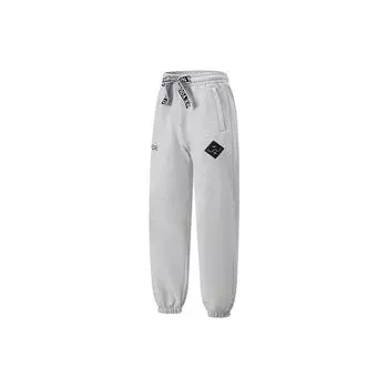 Li Ning X Cyril Artist Collaboration Series Однотонные спортивные брюки средней талии из флиса с манжетами, мужские брюки цвета цветка-серый, речной-каменный-серый AKLTB33-3 XL