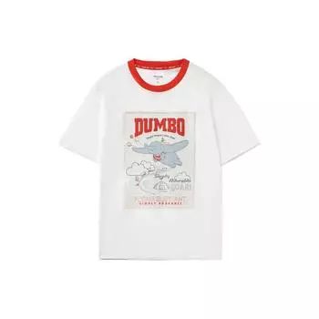 Li Ning X Disney Collaboration Dumbo Series Cartoon Theme Print Свободная спортивная футболка с коротким рукавом для женщин Топы Off-White AHSRA66-5 2XL