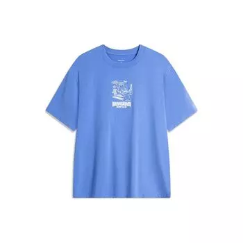 Li Ning X Disney Collaboration Круглый вырез пуловер трикотажные повседневные футболки с коротким рукавом мужские футболки радужно-голубые ATSU153-3 M