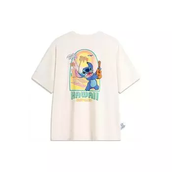 Li Ning X Disney Collaboration Круглый вырез свитер Повседневная трикотажная спортивная футболка с коротким рукавом Мужская футболка Off-White ATSU159-6 XL