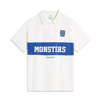 Li Ning X Disney Collaboration Monsters University Series Letter Color Block Удобная универсальная свободная рубашка поло с коротким рукавом APLU147-3 L