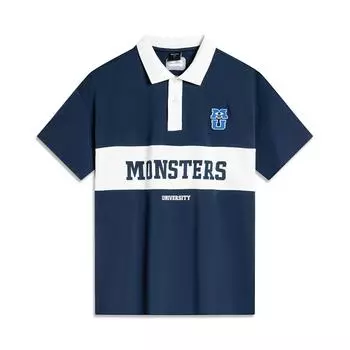 Li Ning X Disney Collaboration Monsters University Series Letter Color Block Удобная универсальная свободная рубашка поло с коротким рукавом APLU147-1 XL