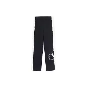 Li Ning X Disney Collaboration Sports Trend Series Color Block Cartoon Print Loose Direct Leg Knit Sweatpants Womens низ Black AKLR684-1 L