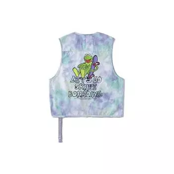 Li-Ning X Disney Fall Muppets Collection с мультяшным принтом, карманный жилет с принтом тай-дай, жилет унисекс, синий, зеленый, AMDR051-1 L