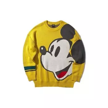 Li Ning X Disney Mickey свободный крой круглый вырез свитер мужской свитер желтый AMBP005-2 XS