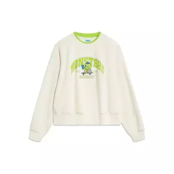Li Ning X Disney Monsters University Collaboration Letter Cartoon Print Флисовый теплый свободный свитер Женская толстовка Off-White AWDT808-1 S