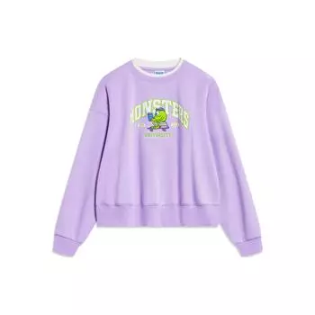 Li Ning X Disney Monsters University Collaboration Letter Cartoon Print Флисовый теплый свободный свитер Женская толстовка Фиолетовый AWDT808-3 S