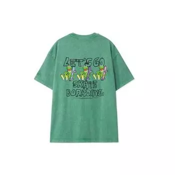 Li-Ning X Disney Muppets Collection Свободная повседневная футболка с круглым вырезом и коротким рукавом с принтом для мужчин, топы зеленого цвета AHSR839-2 XL